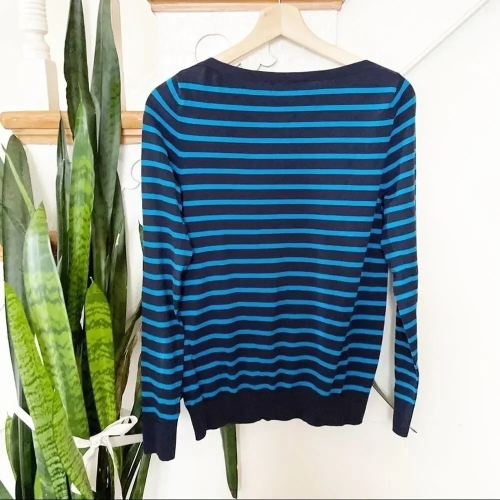Banana Republic blue navy striped Oh la la sweater